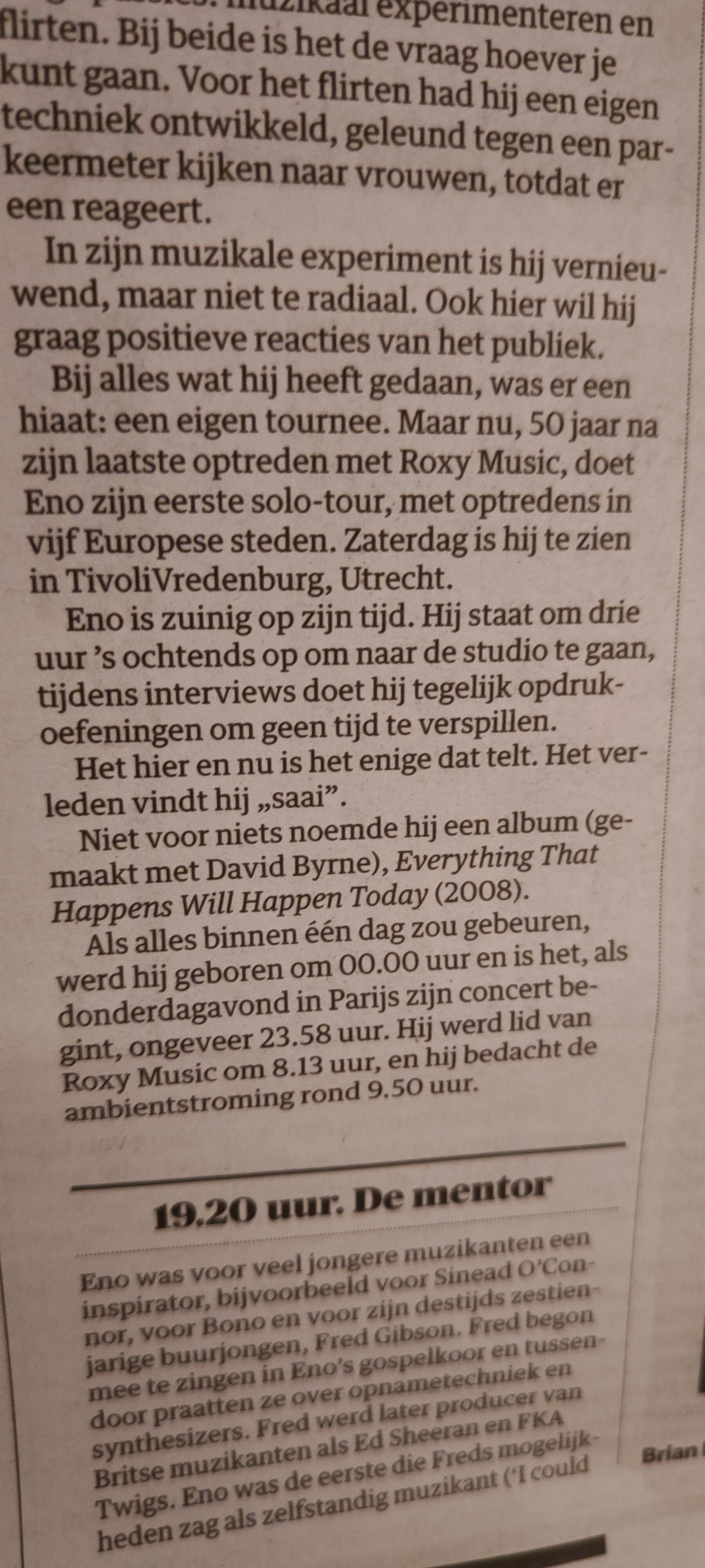 Het verleden vindt hij  saai (Olivier ook)